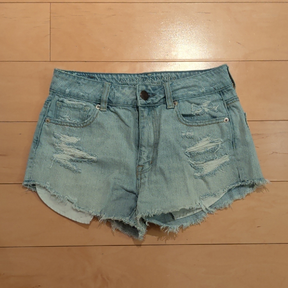 American Eagle Outfitters Distressed Blue Jean Shorts, Size 2
